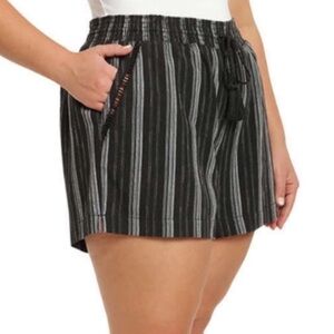 Briggs New York Black and Gray High Waist Linen Drawstring Shorts Medium